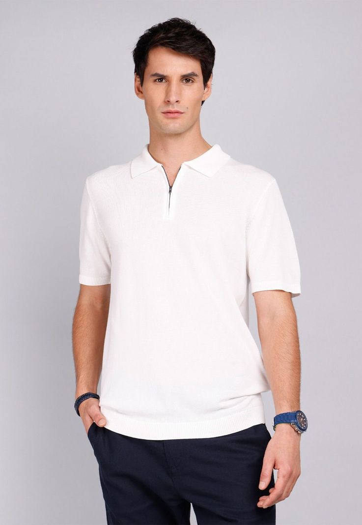 Polera Tejida Cuello Con Cierre Arrow PO32047BL Blanco S