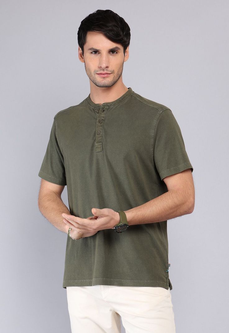 Polera Cuello Redondo Stone Wash Arrow PO32021OL Verde Olivo S