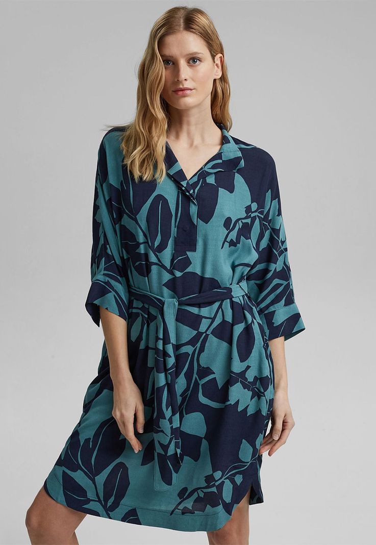 Vestido Estampado Con Cinturón Esprit
