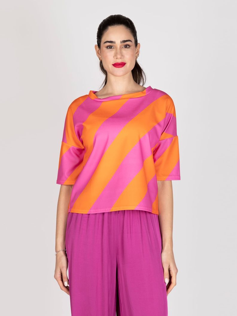 Polera Naranjo/Fucsia S Lineatre-2
