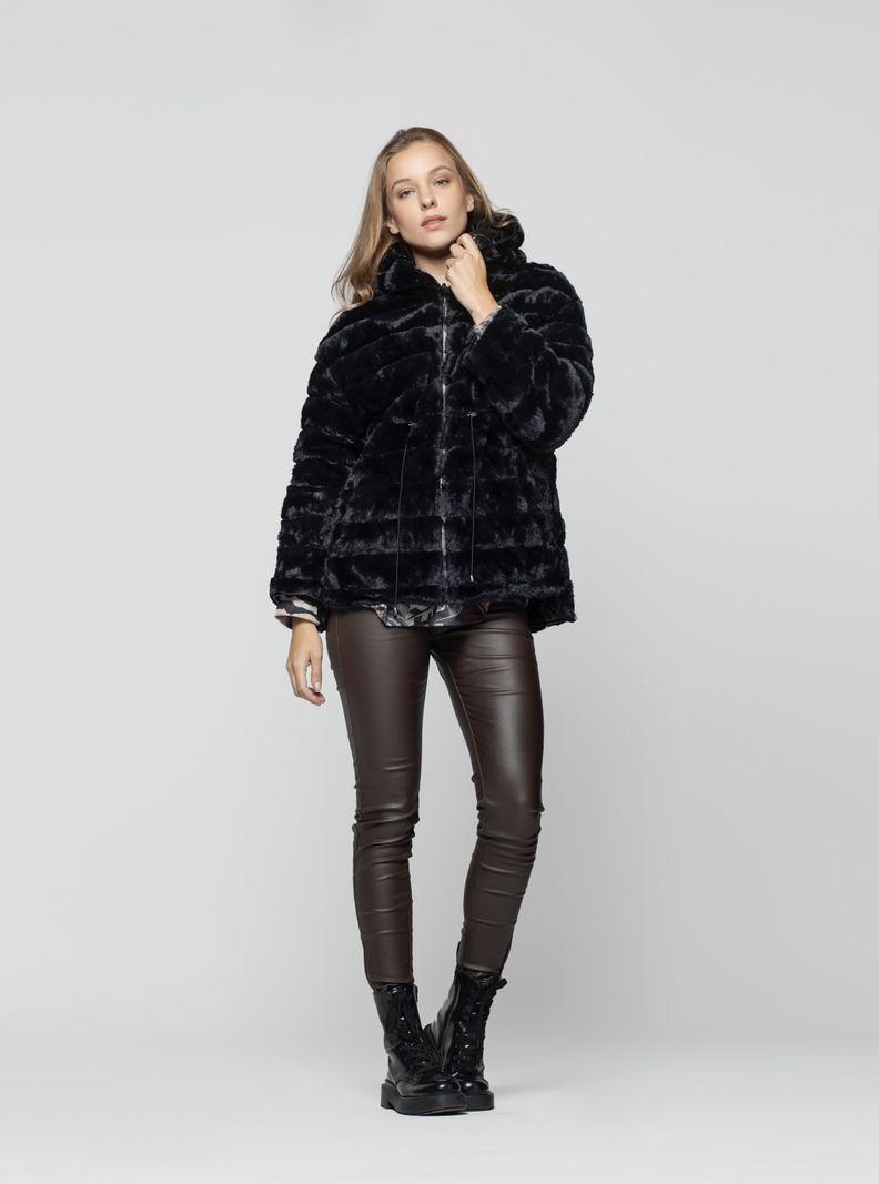 Parka Reversible Mujer Orian Negro Lineatre-2