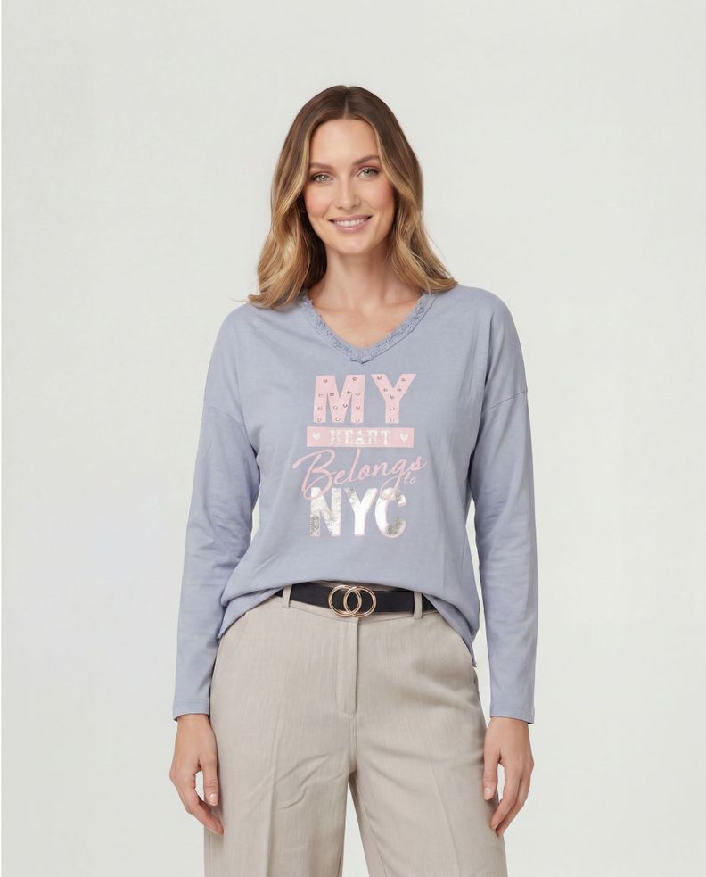 Polera Mujer Margherita Jeans Lineatre Azul S