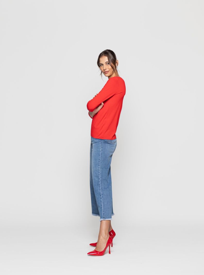 Polera Mujer Zina Rojo Lineatre-0