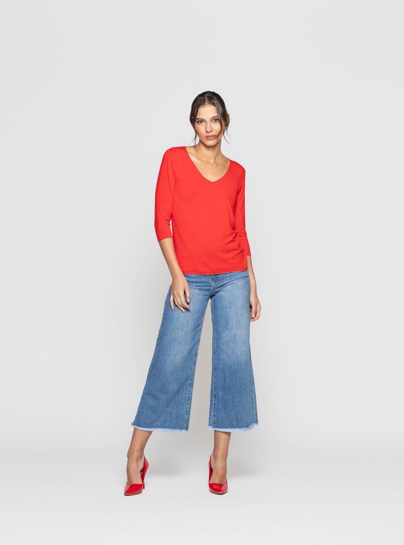 Polera Mujer Zina Rojo Lineatre-2
