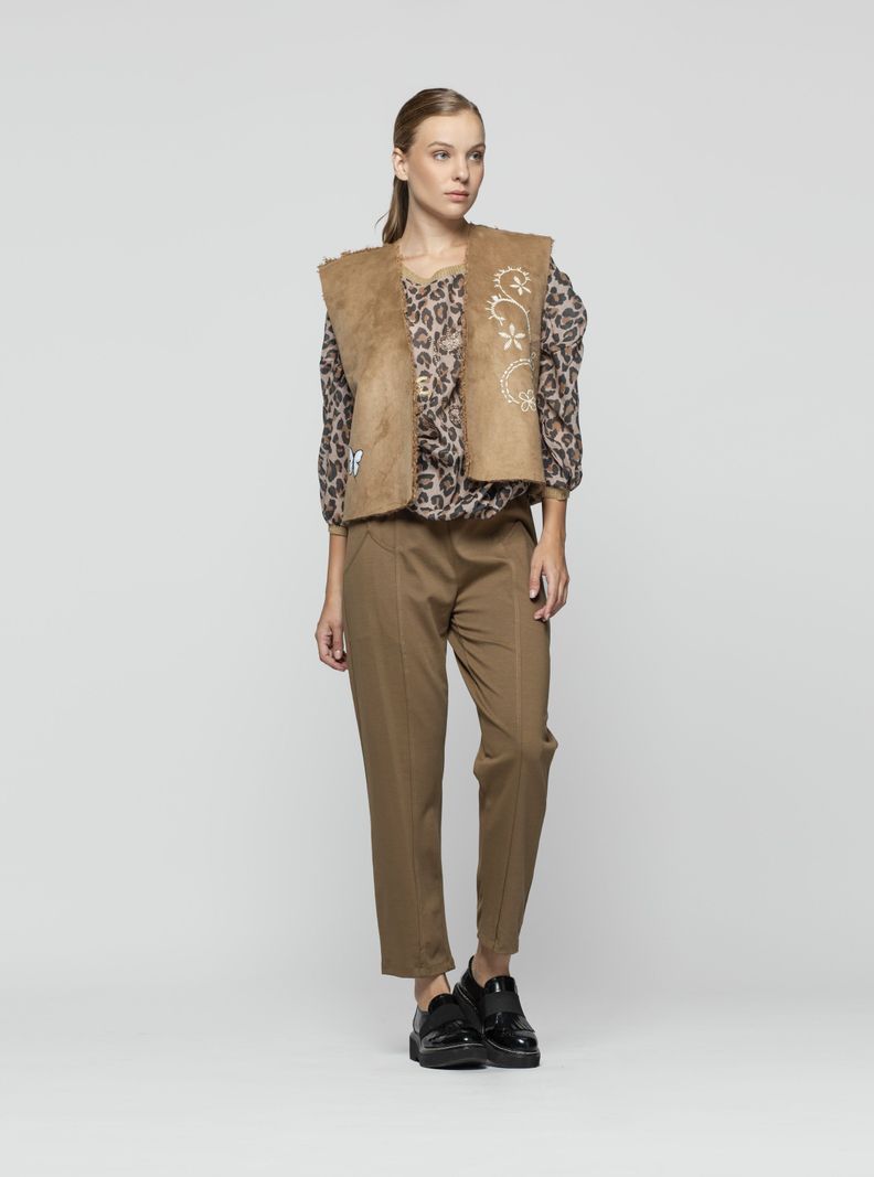Gillet Mujer Ciria Camel Lineatre-0