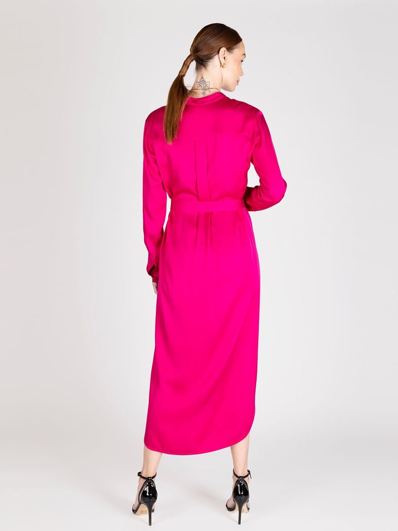 Vestido Camisero Satinado Fucsia Lineatre-2