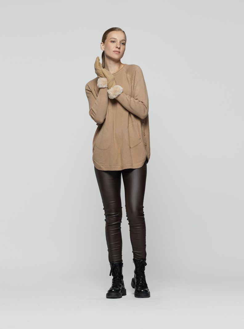 Guante Mujer Avelia Beige Lineatre-1
