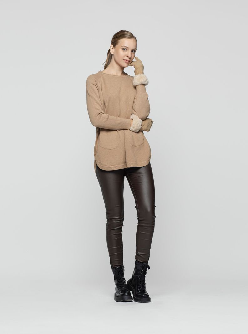 Guante Mujer Avelia Beige Lineatre-2