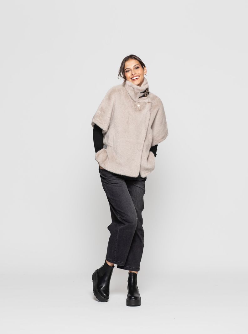Poncho Mujer Siena Beige Lineatre-0