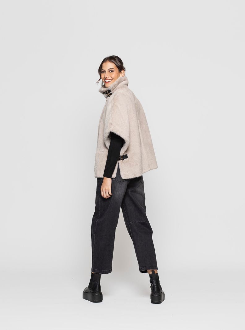 Poncho Mujer Siena Beige Lineatre-1