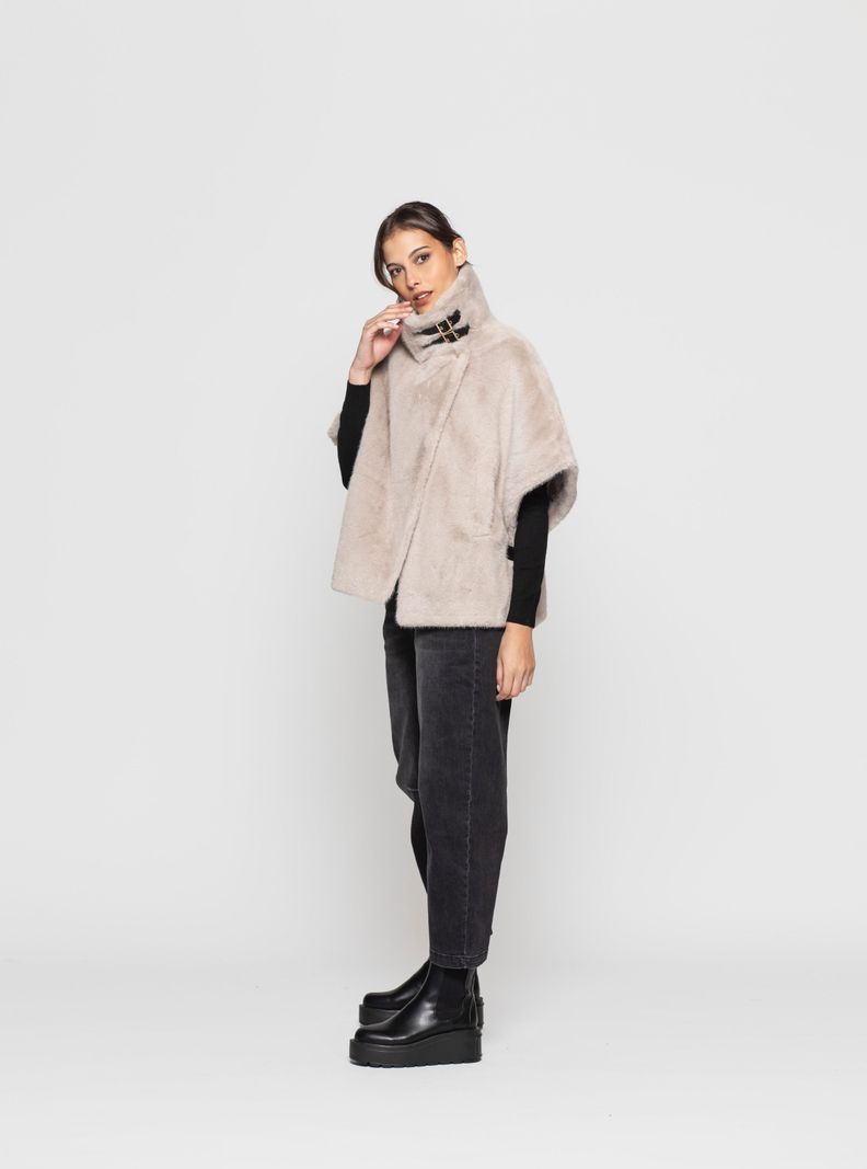 Poncho Mujer Siena Beige Lineatre-2