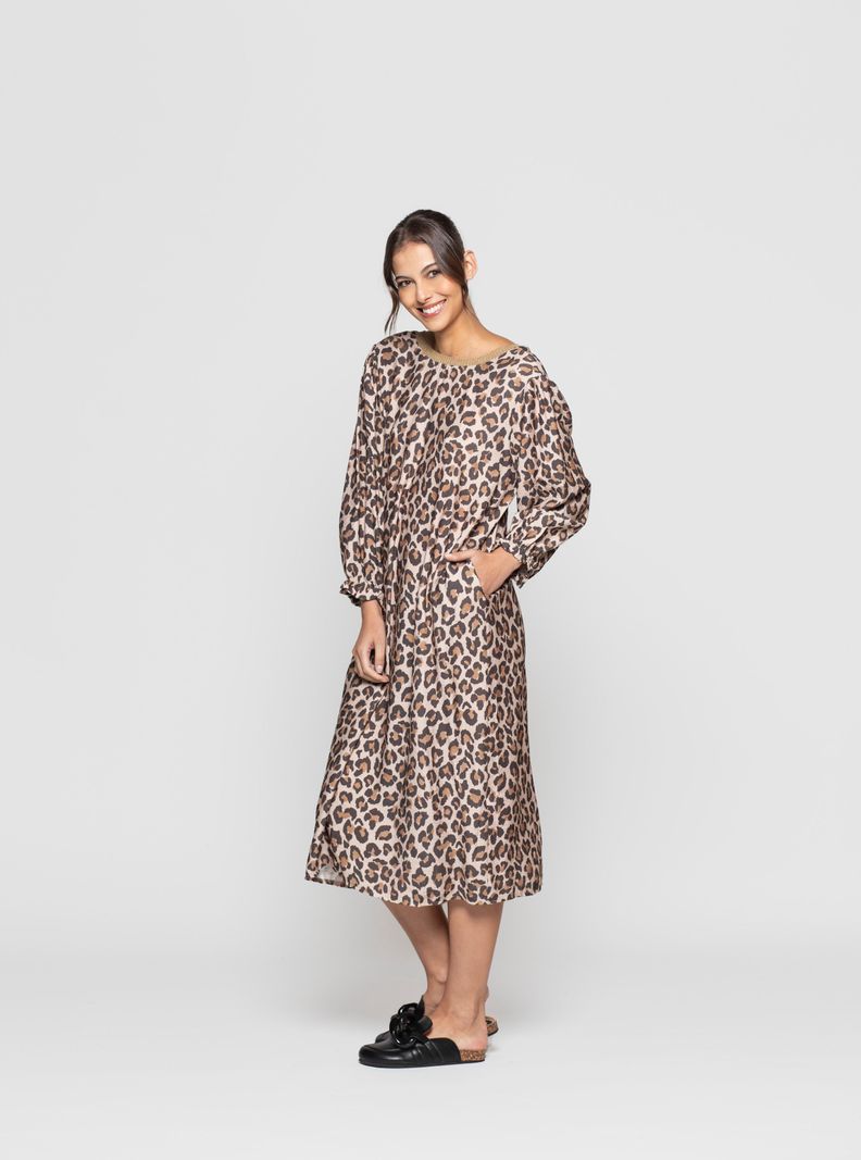 Vestido Mujer Rina Camel Lineatre-1
