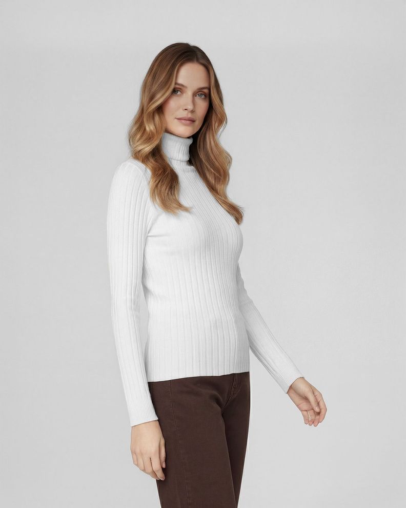 Sweater Mujer Josefa Slim Fit Cuello Alto Redondo Manga Ajustada