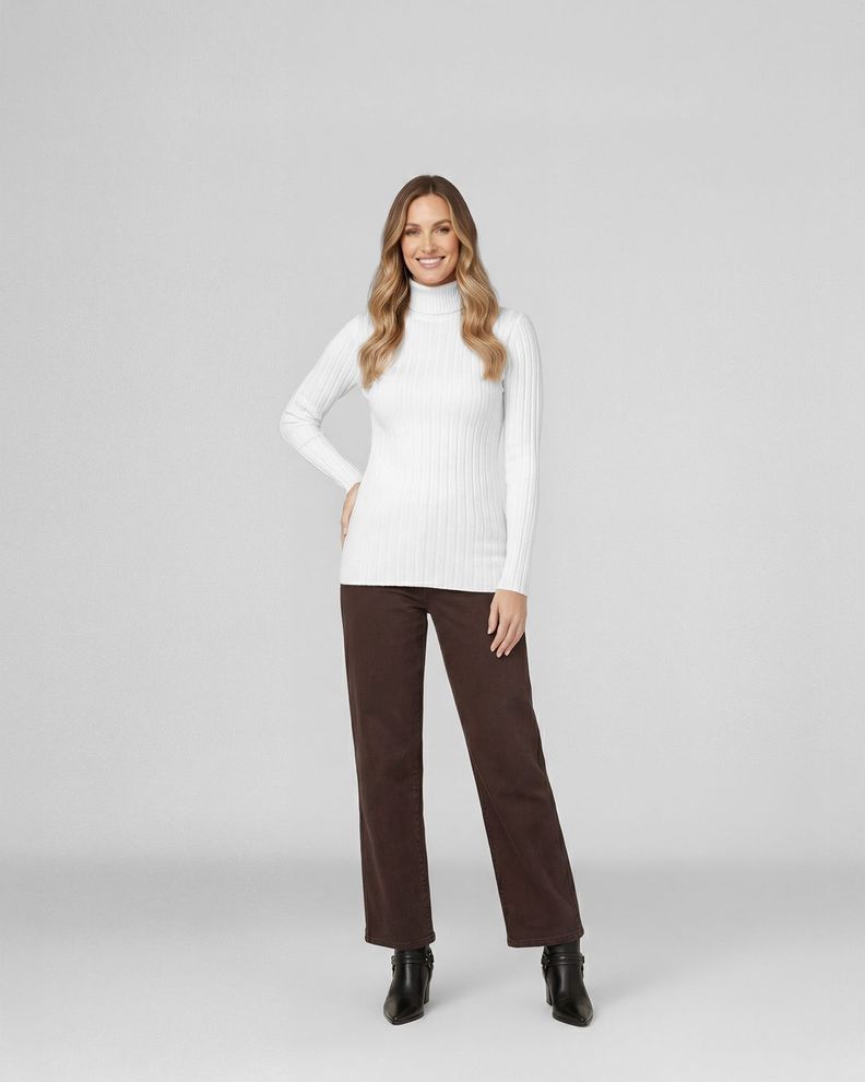 Sweater Mujer Josefa Slim Fit Cuello Alto Redondo Manga Ajustada