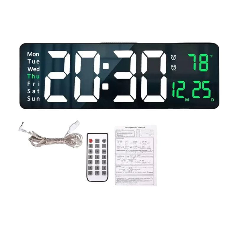 Reloj De Pared Digital Decorativo Led Pantalla Grande-0