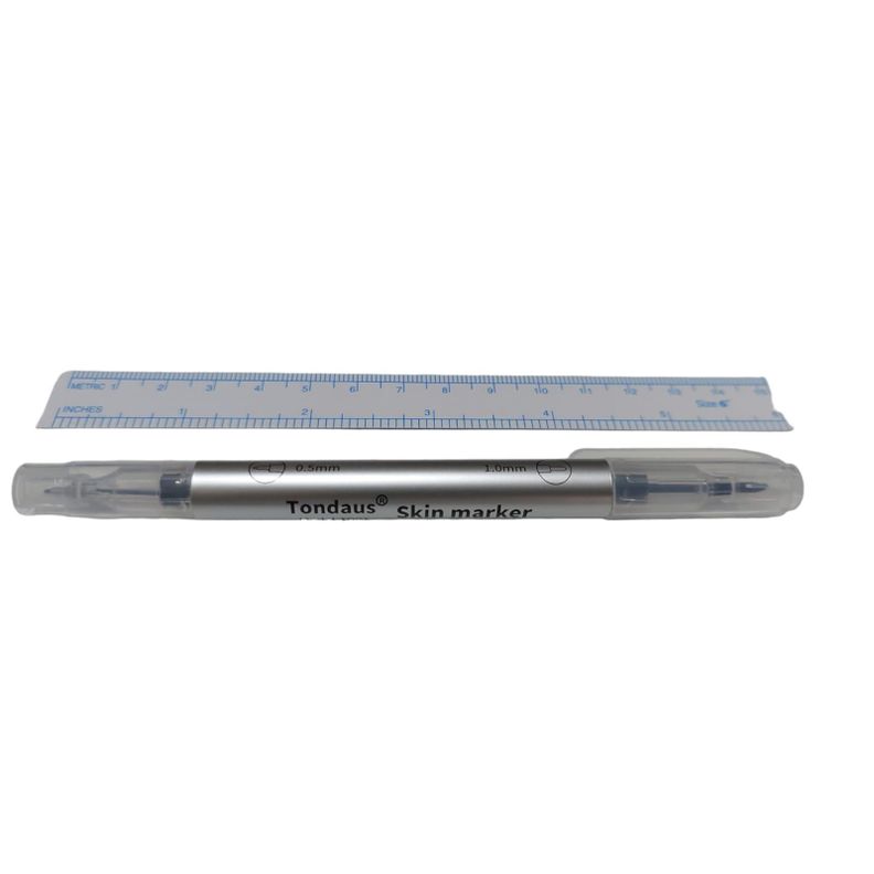 Lápiz Quirúrgico Marcador Estéril Negro + Regla Microblading-0