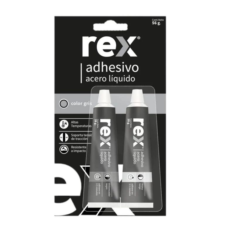 Pegamento Adhesivo Acero Líquido Rex Gris 56g-0