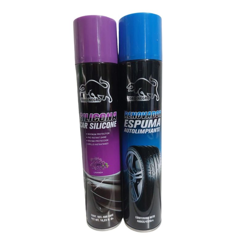 Kit Auto Pack Silicona + Renovador O Cera.480cc-0