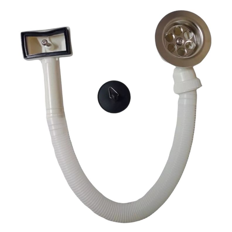 Desagüe Plastico Lavaplatos 1 1/2 Con Tubo Rebalse Color Blanco-2