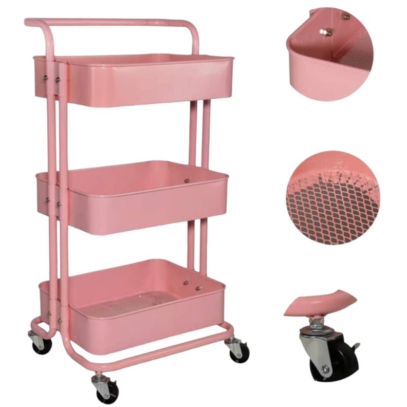 Carrito Organizador Metálico 3 Niveles Multiusos Con Ruedas-1