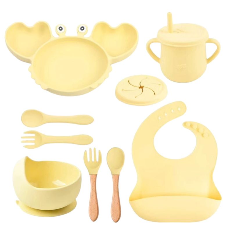 Set De Alimentación Silicona Antideslizante Para Bebés 10p-1