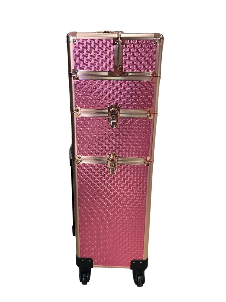 Maleta de Maquillaje Manicura Profesional Rosa Brillo-3