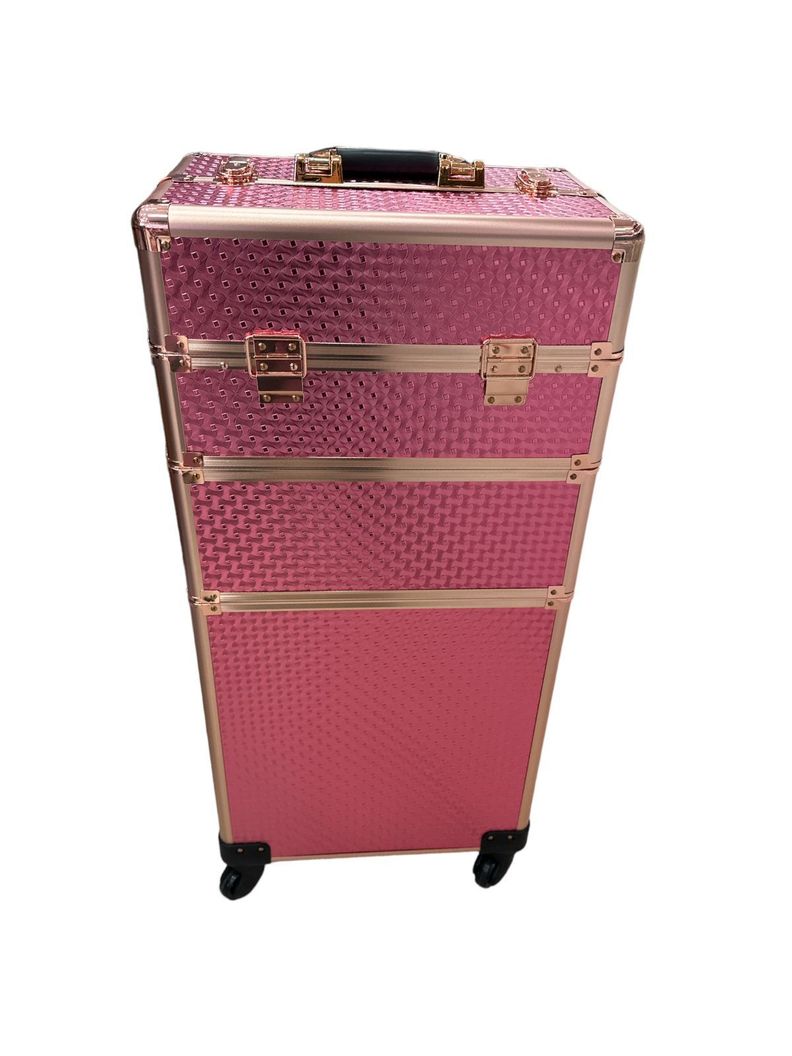Maleta de Maquillaje Manicura Profesional Rosa Brillo-5