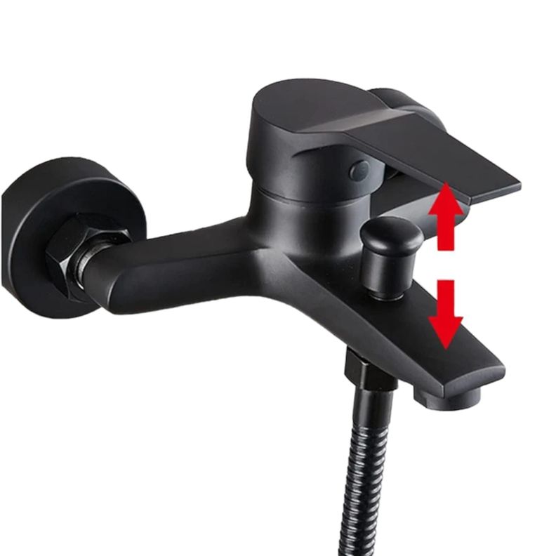 Llave Monomando Grifo Para Tina Ducha Negro Cuadrado-1