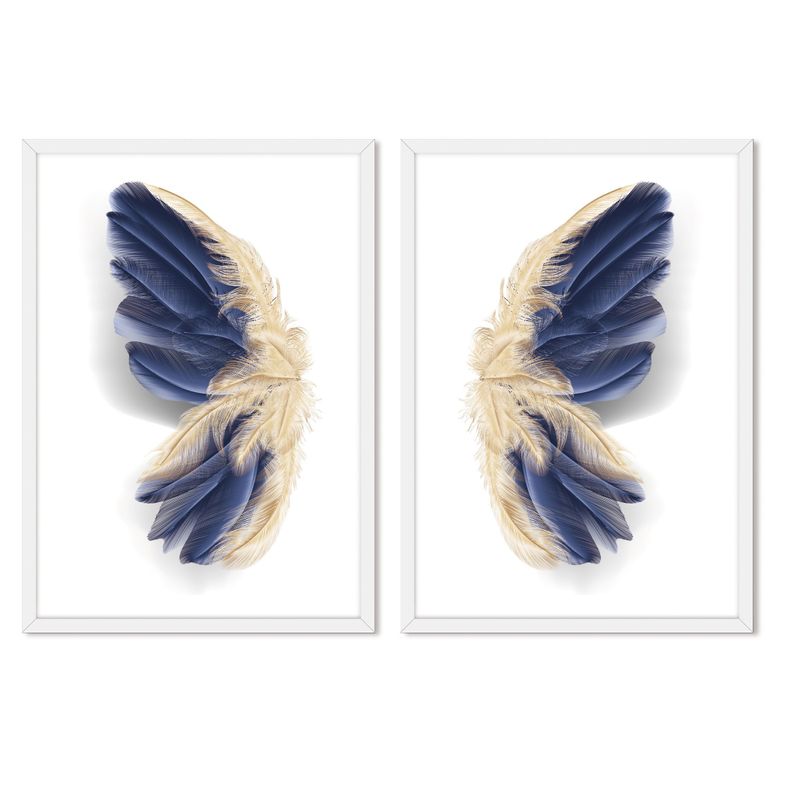 Set doble de Cuadros Alas Azules y Doradas-0