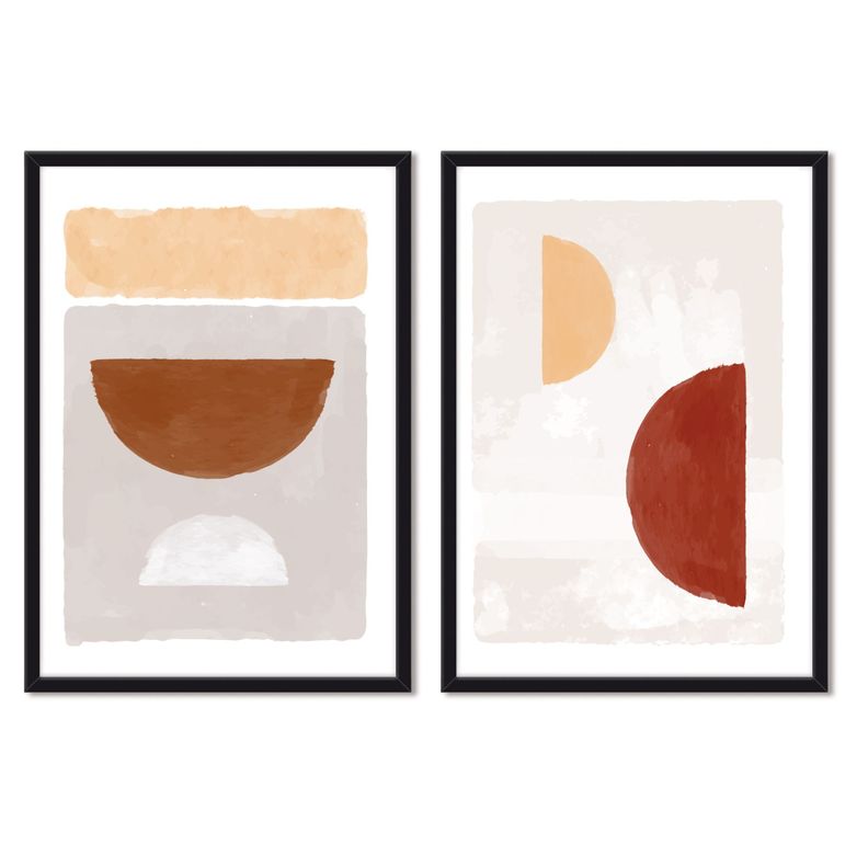 Set doble de Cuadros Abstracto Media Luna-0