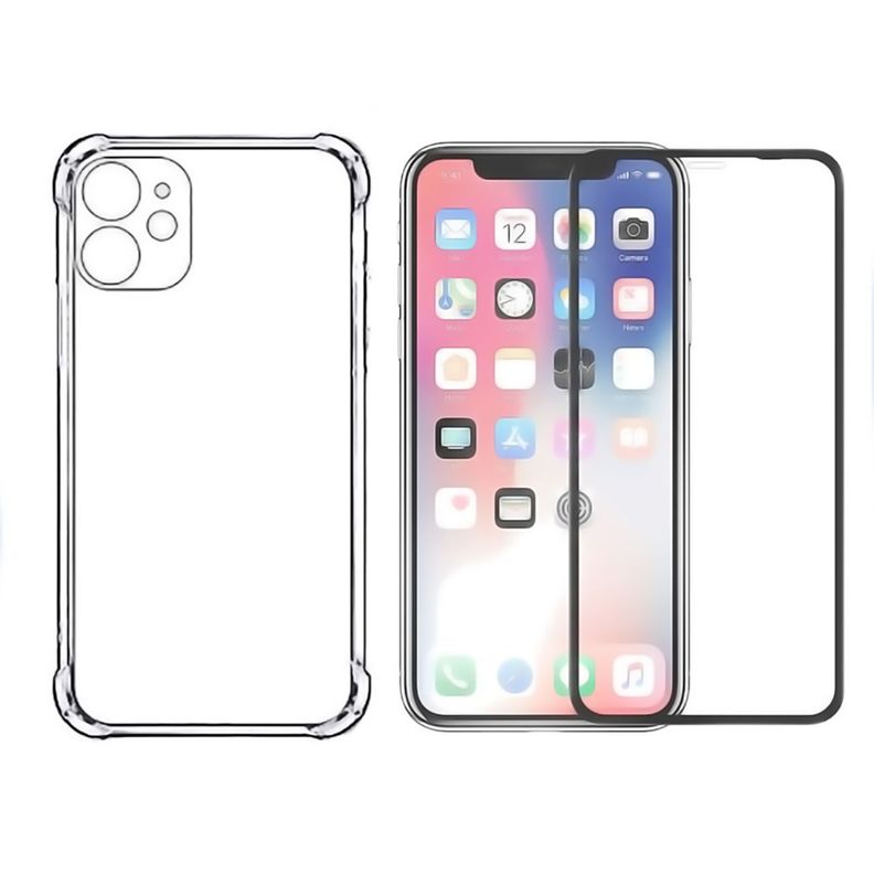 Carcasa Para iPhone 11 Y Mica Vidrio Full-0