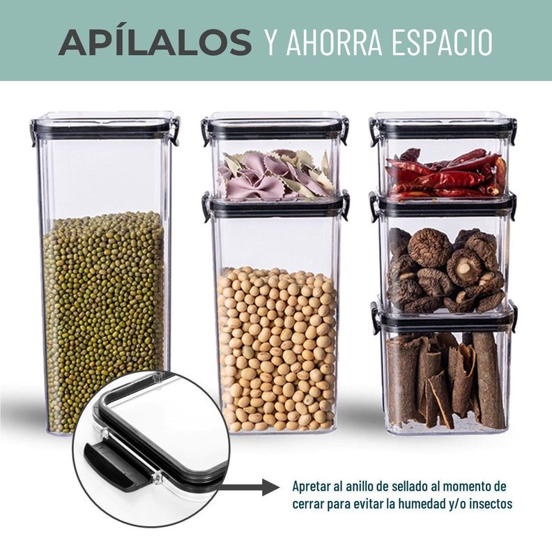 Contenedores Alimento Hermeticos Apilable Cierre Fácil Set 6-1