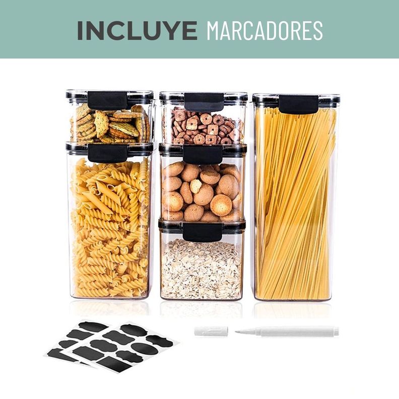 Contenedores Alimento Hermeticos Apilable Cierre Fácil Set 6-2
