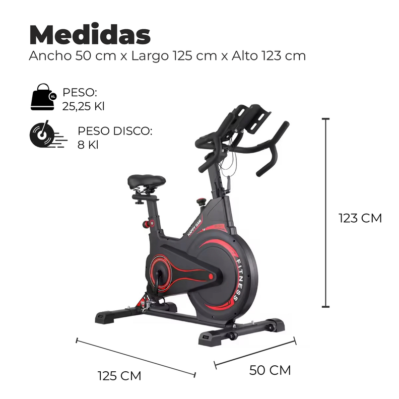 Bicicleta Spinning Magnetica Profesional T2 Disco 8kg-1