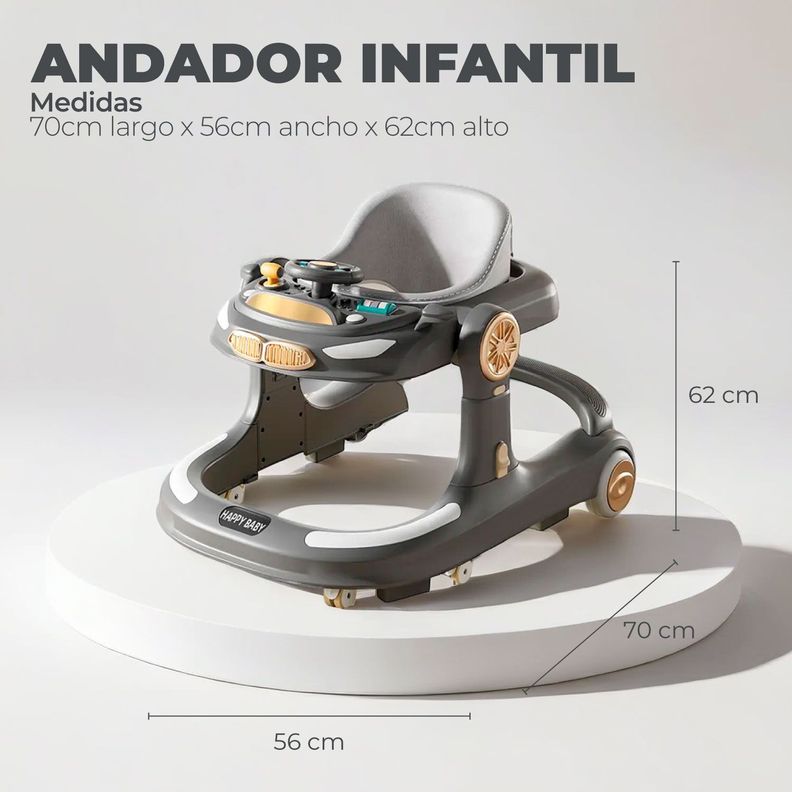 Andador Caminadora Autito Musical Bebe Anticaida Apoya pies -1