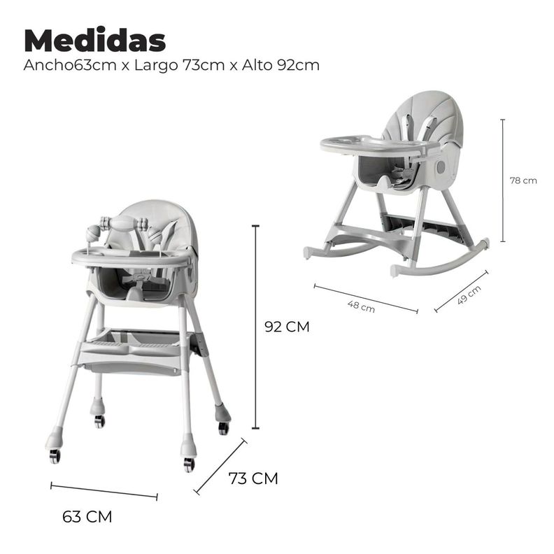 Silla Comer Mecedora 2 En 1 Bebe Reclinable Safe Baby  -1