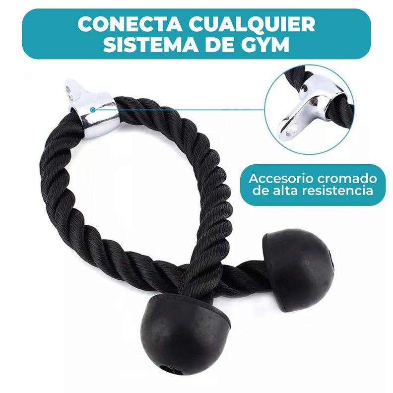 Cuerda Soga Para Tricep, Bicep, Polea, Mancuernas Gym-2