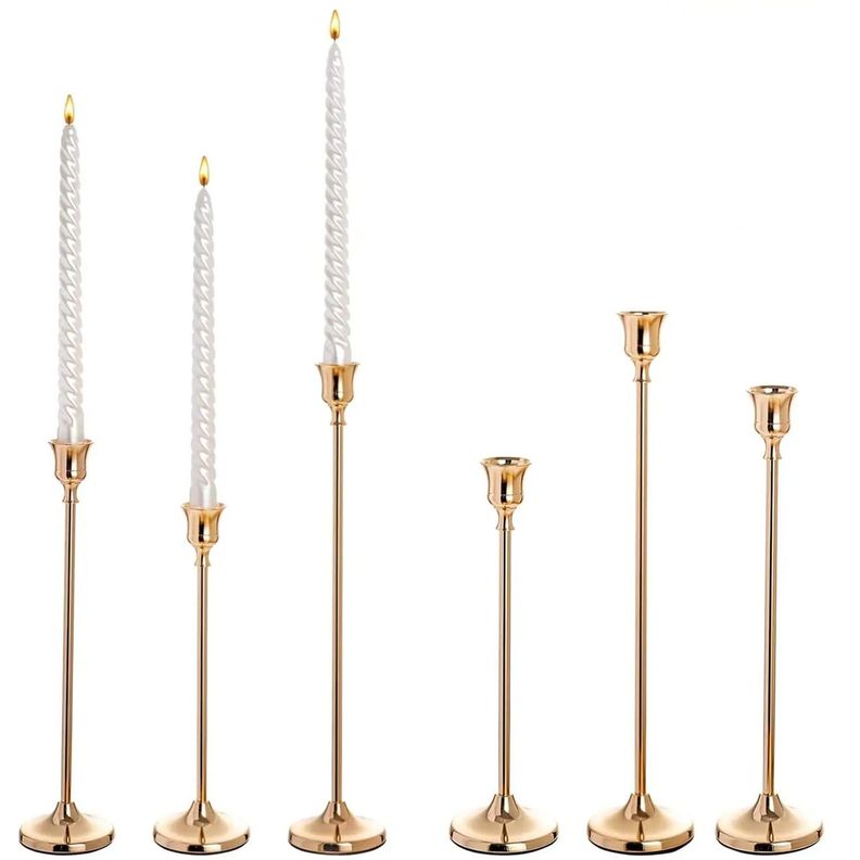 Candelabro 3 Piezas Porta Vela Centro Mesa Campana Europeo-5