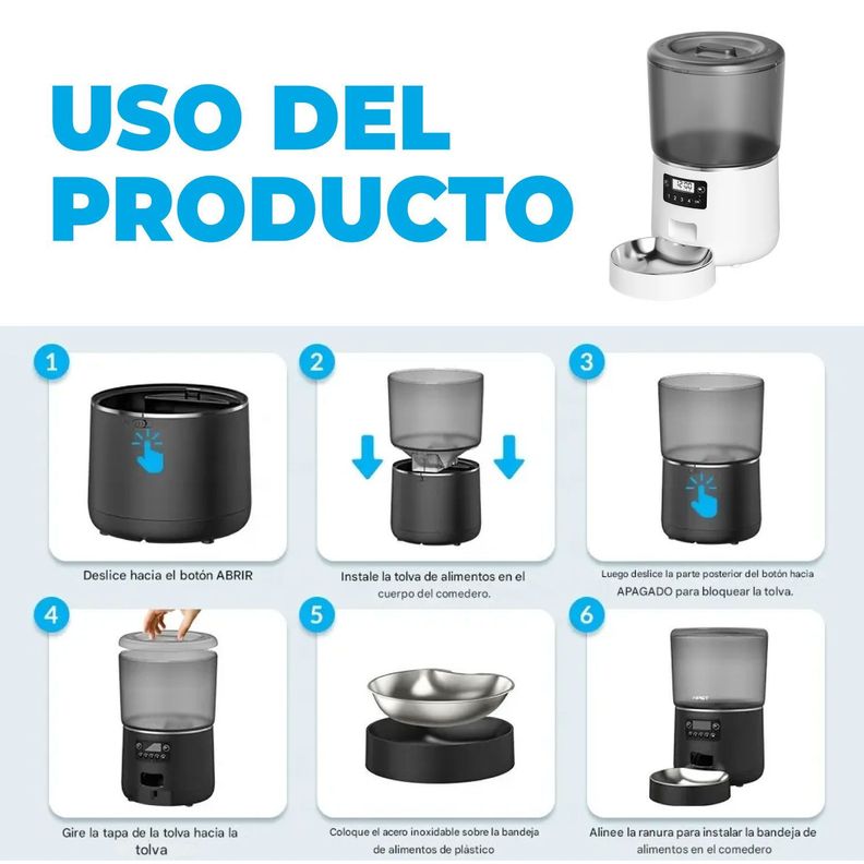Dispensador Automatico Comida 4 lts Mascotas .-4
