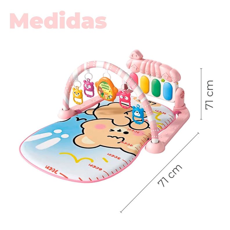 Gimnasio Alfombra Bebe Piano 3 en 1 Little Bear Rosado-1