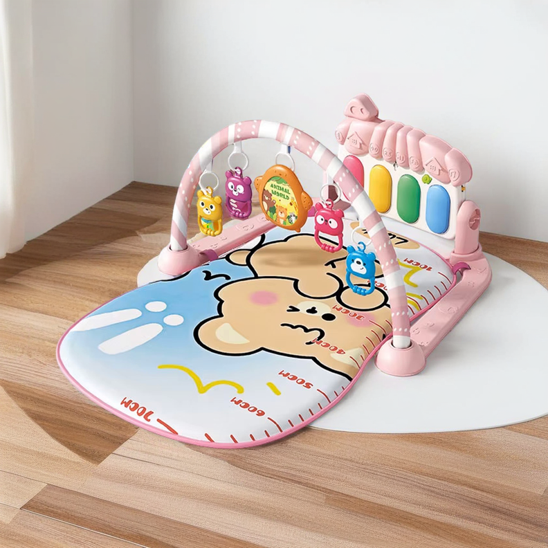 Gimnasio Alfombra Bebe Piano 3 en 1 Little Bear Rosado-2