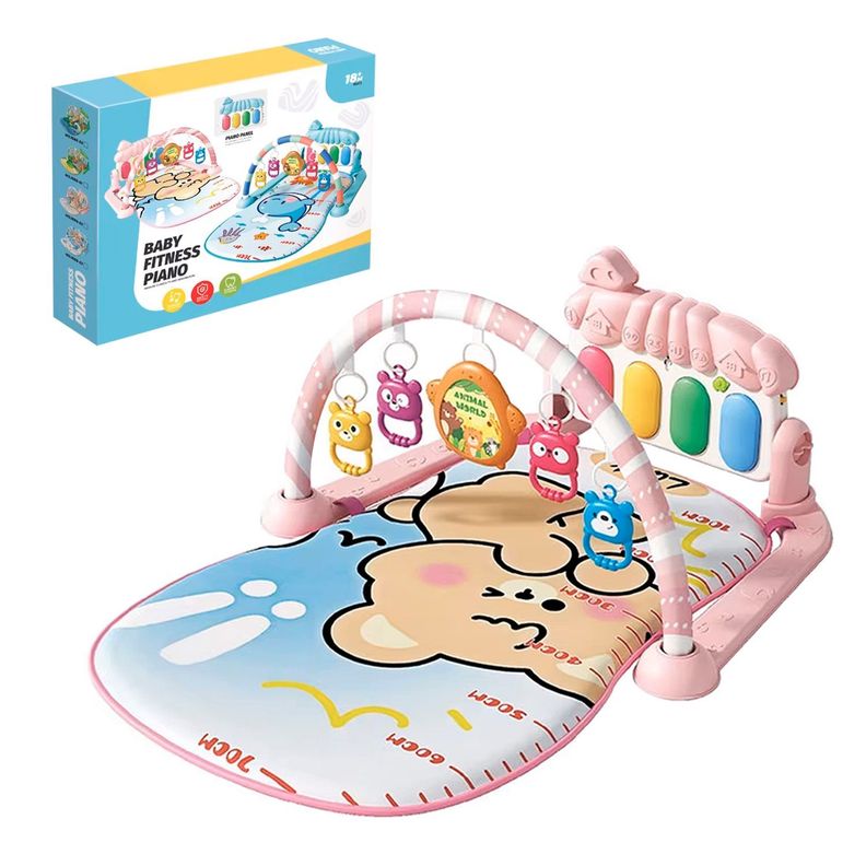 Gimnasio Alfombra Bebe Piano 3 en 1 Little Bear Rosado-4