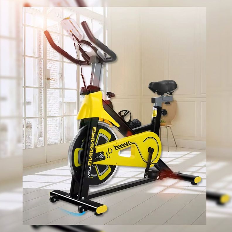 Bicicleta Spinning Profesional Q3 Pro 6 kg + Monitor Amarilla-2