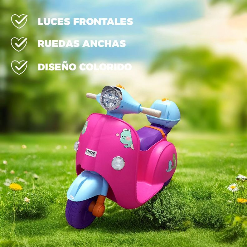 Moto Vespa Eléctrica Infantil Dinoride Con Maletin -1