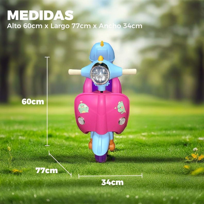 Moto Vespa Eléctrica Infantil Dinoride Con Maletin -2