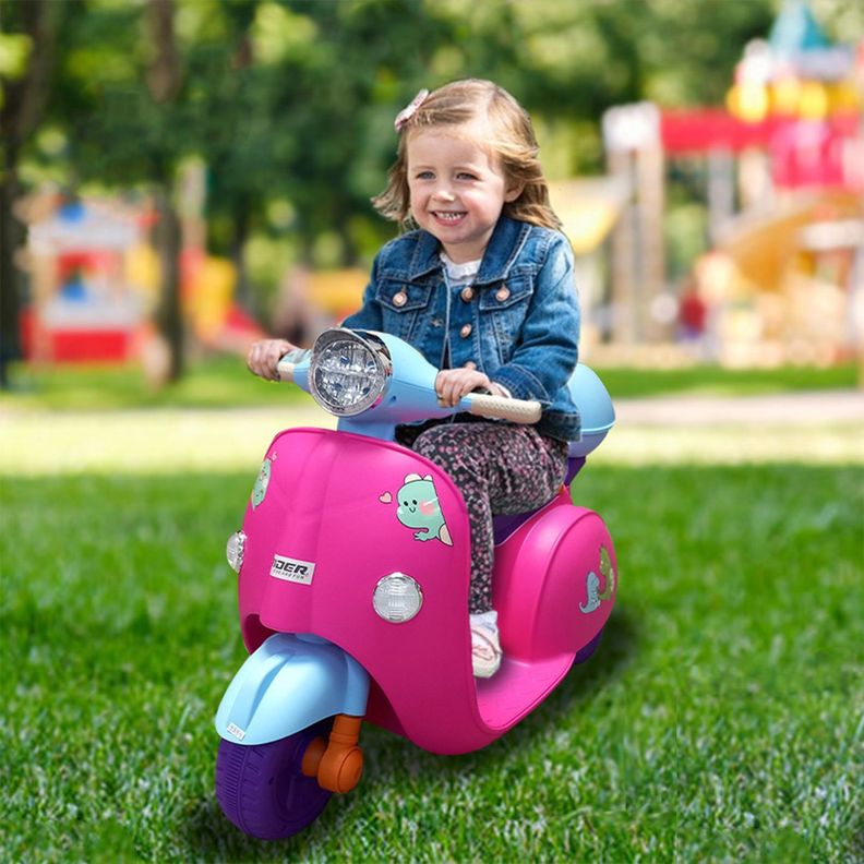 Moto Vespa Eléctrica Infantil Dinoride Con Maletin -3