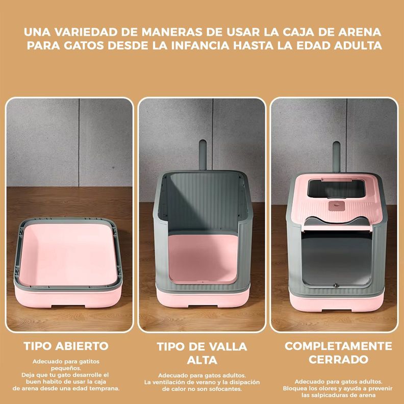 Arenero Cerrado con Bandeja 2 puertas, Baño Gatos luz y Pala-3