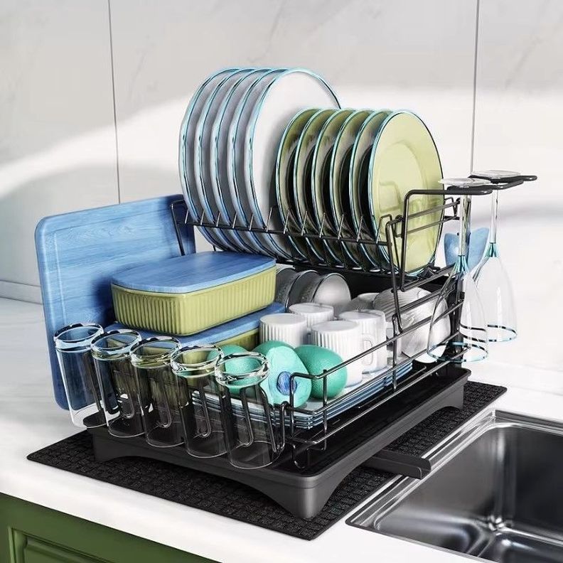 Secador Escurridor Platos 2 Niveles Desmontable Moderno-3
