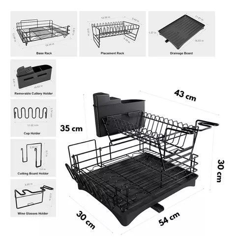 Secador Escurridor Platos 2 Niveles Desmontable Moderno-6