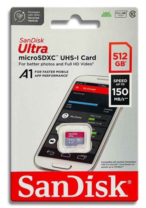Tarjeta de Memoria Micro Sd Sandisk Ultra 512gb 150 Mb/s A1-2